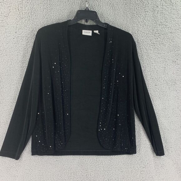 Chico's Tops - Chicos Travelers Slinky Shrug Top Sequins Womens Sz L 12 Wrinkle Free Black